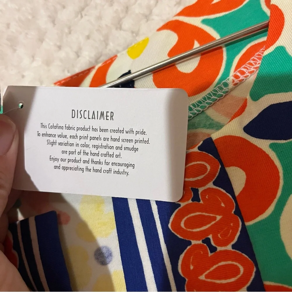 Barbara Erickson Womens Shift Dress Split Neck Cotton Blend Colorful Medium NWT - Picture 7 of 9